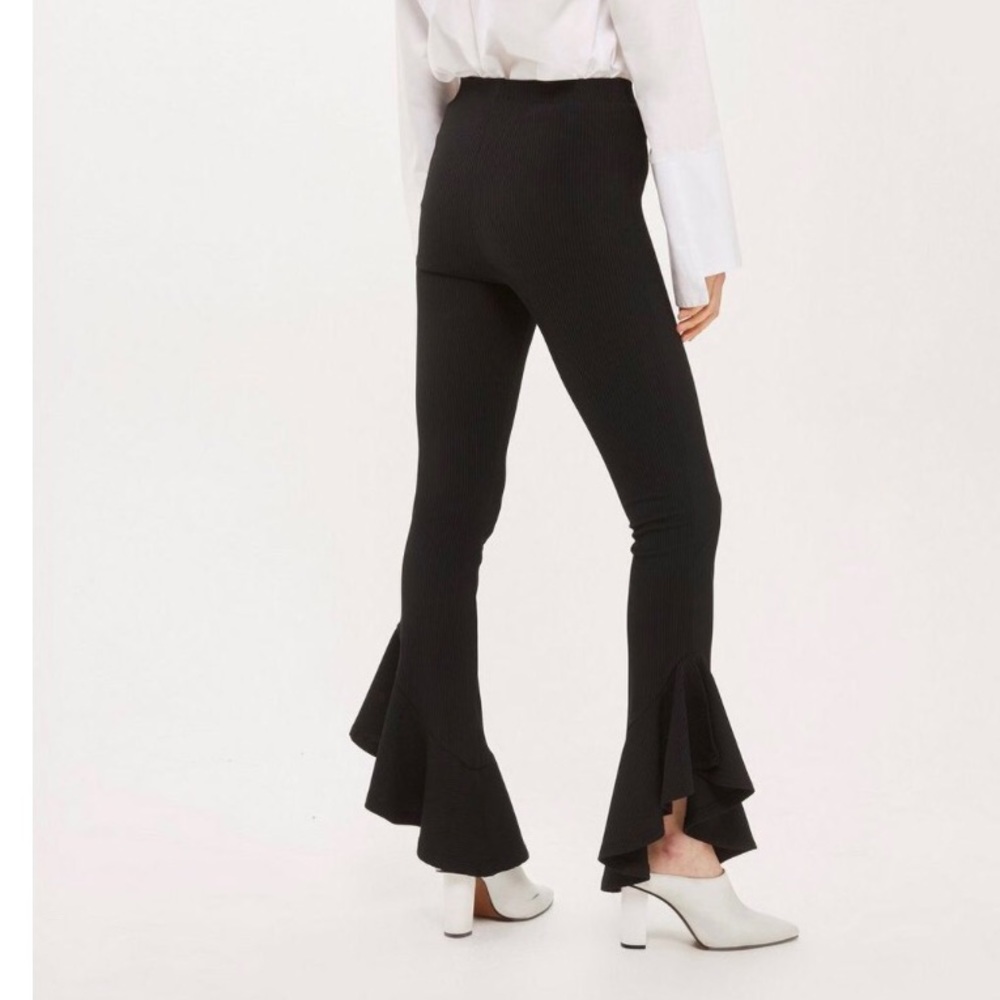 Topshop Mermaid Frill Flair Leather Trouser Pants